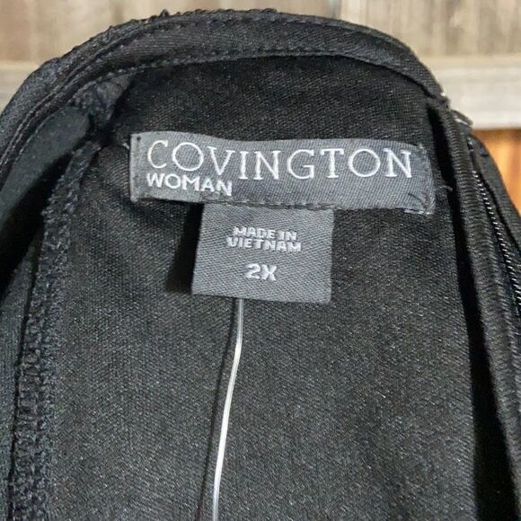 Covington Woman dress sheath lace black sleeveless plus 2X NWT FIRM on PRICE - Picture 2 of 4